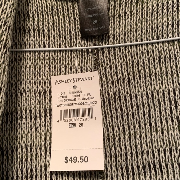 Plus size 26 split back fringe trim long vest - Picture 2 of 6